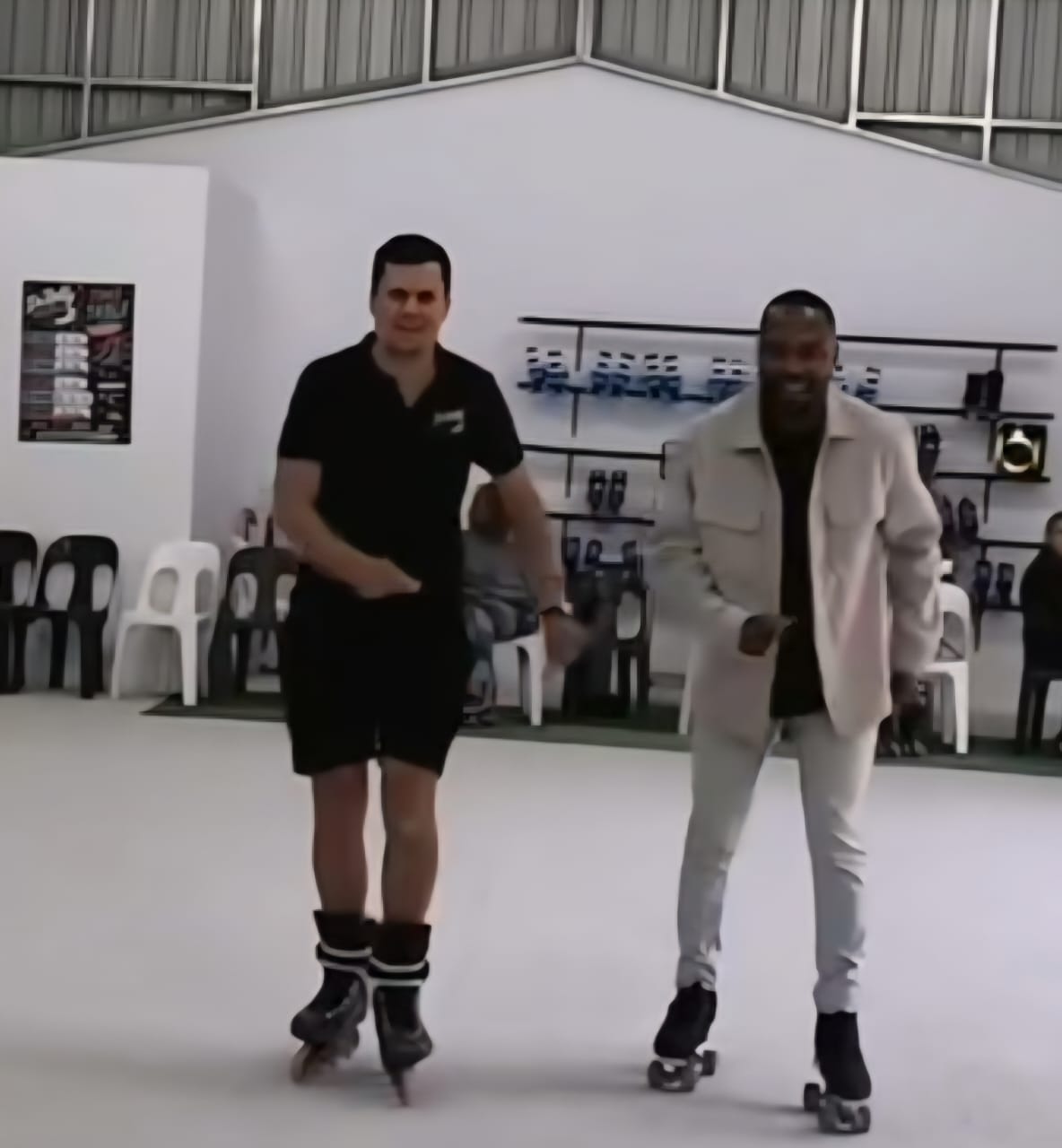 Friends skating together at Da Rolly